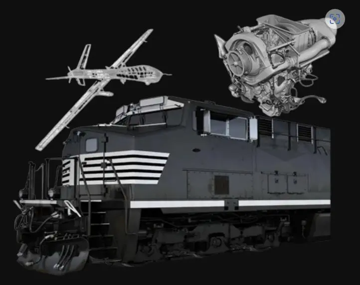 Locomotora, dron y motor de aeronave